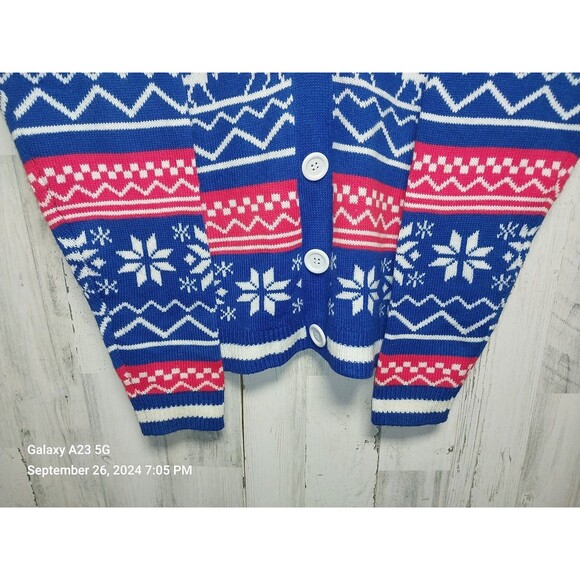 Jolly Sweaters Adult X-Large Blue Christmas Xmas Fun Knit Long Sleeve - Picture 2 of 5